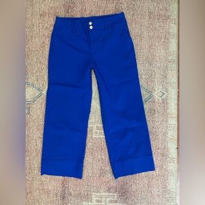 Chico’s Trapunto wide leg cropped stretch trousers size 0 electric blue